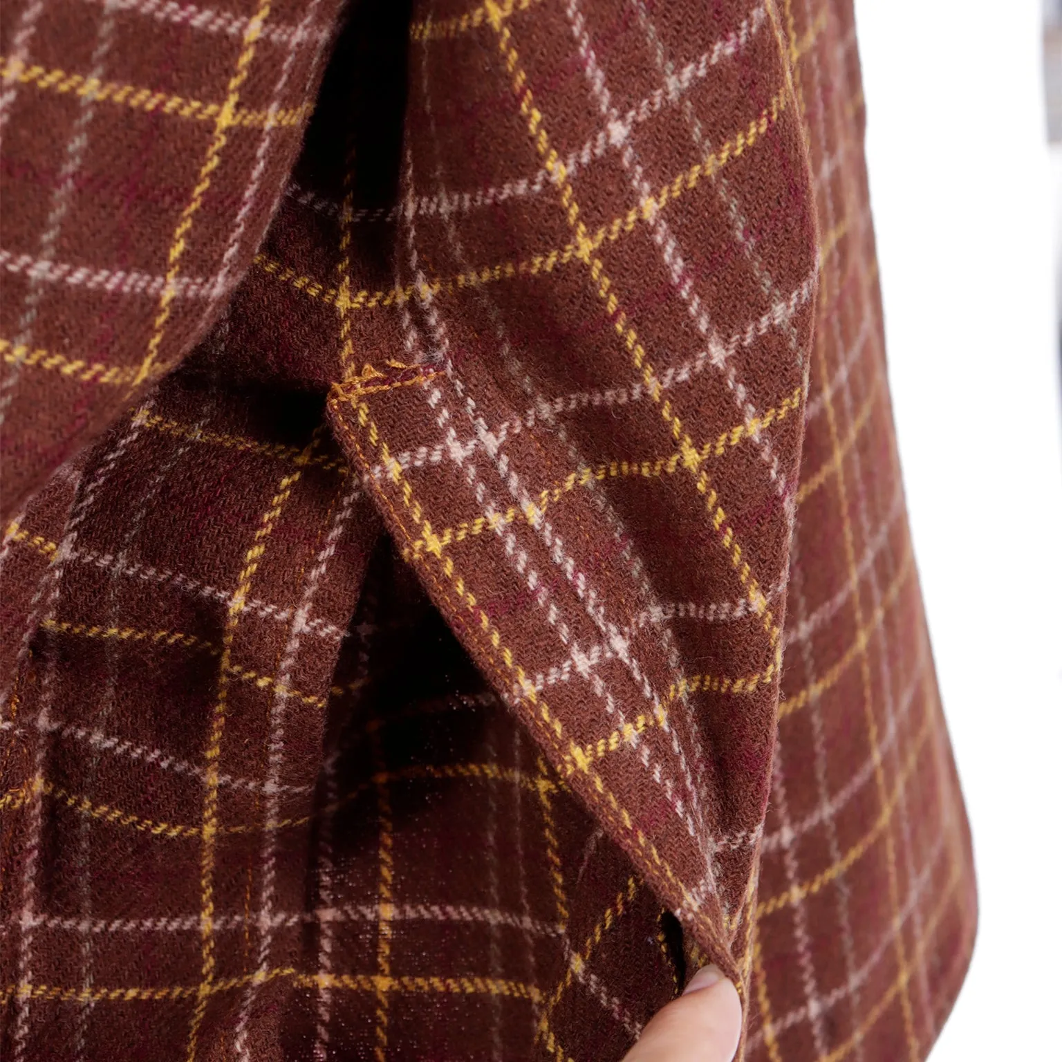 1980s Gordon Henderson Brown Plaid Jacket w/ Velvet Details