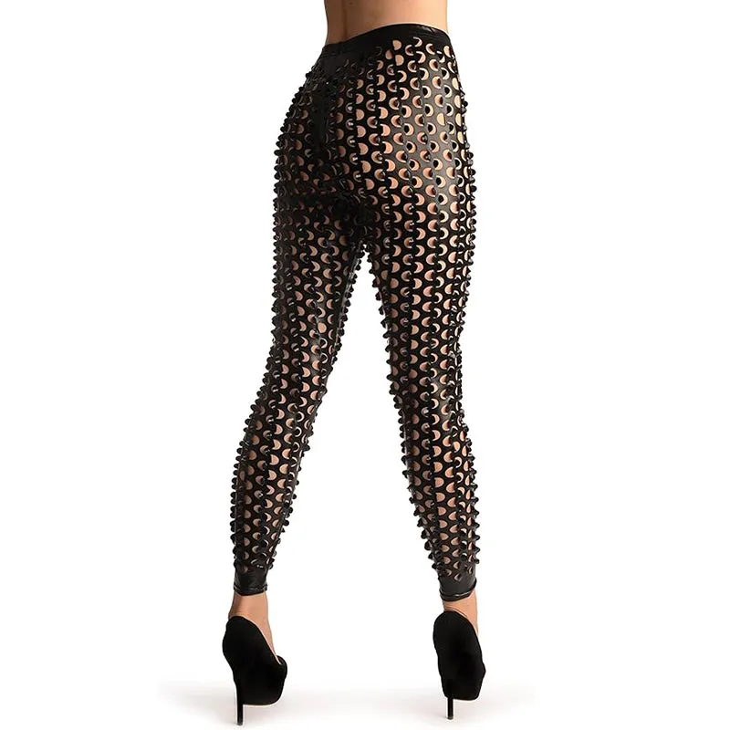 3D Cut Out Vinyl Wet Look Leggings