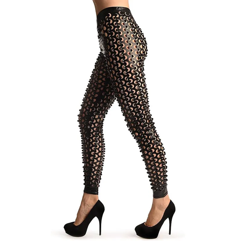 3D Cut Out Vinyl Wet Look Leggings