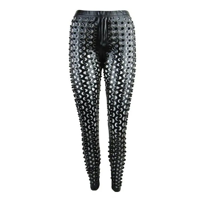 3D Cut Out Vinyl Wet Look Leggings