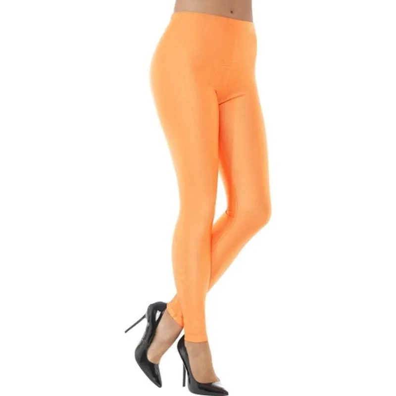 80s Disco Spandex Leggings - Neon Orange