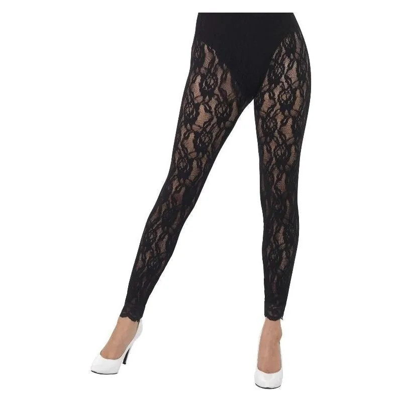 80s Lace Leggings Adult Black Footless