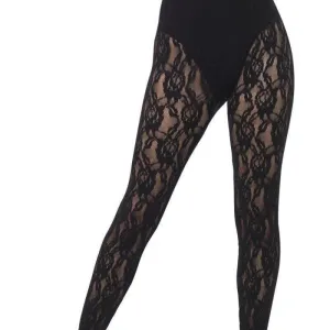 80s Lace Leggings Adult Black Footless