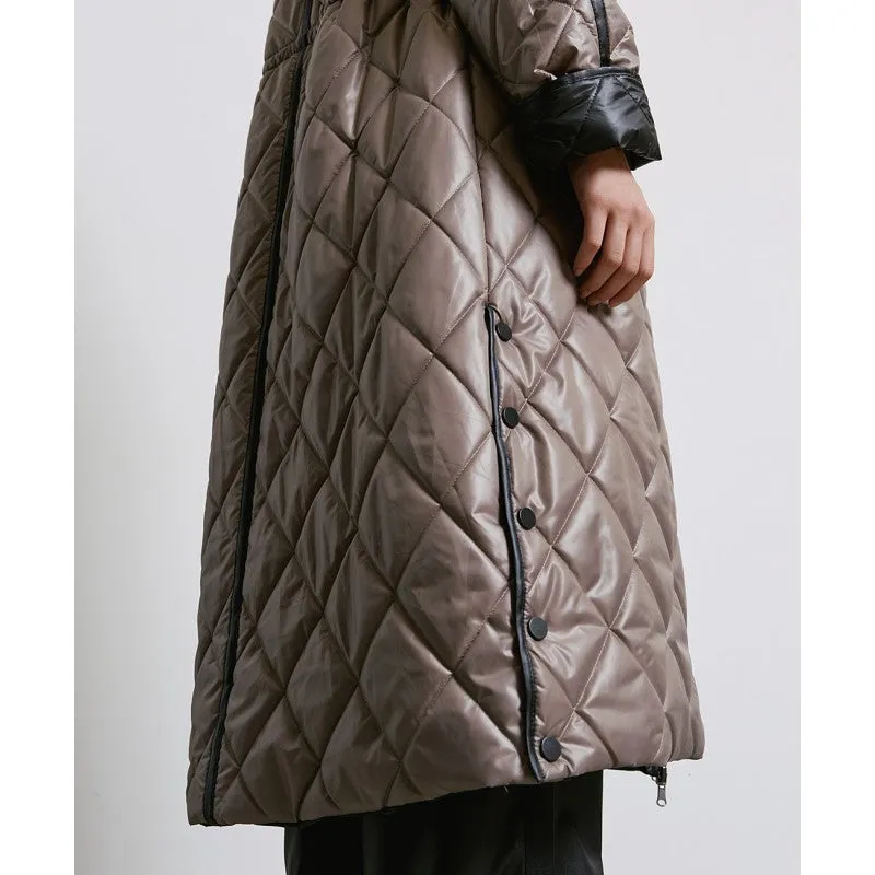 Access Khaki Faux Leather Effect Quilted Jacket Double-Face