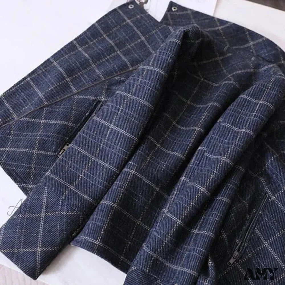 Amy Fashion - Chic Short Plaid Jackets