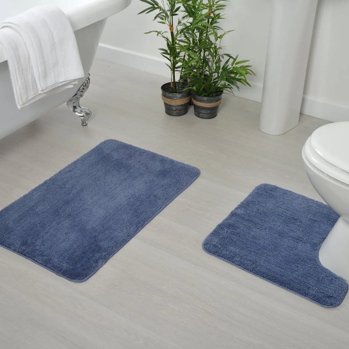 Antron Luxury Non-Slip Pedestal Mat - Mid Blue