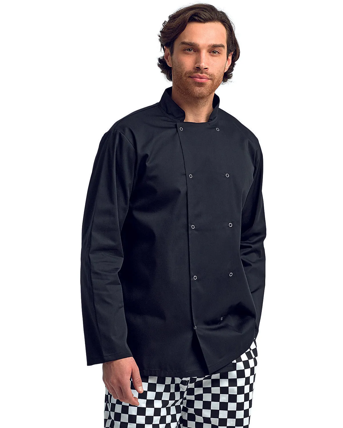 Artisan Collection by Reprime Unisex Studded Front Long-Sleeve Chef's Jacket