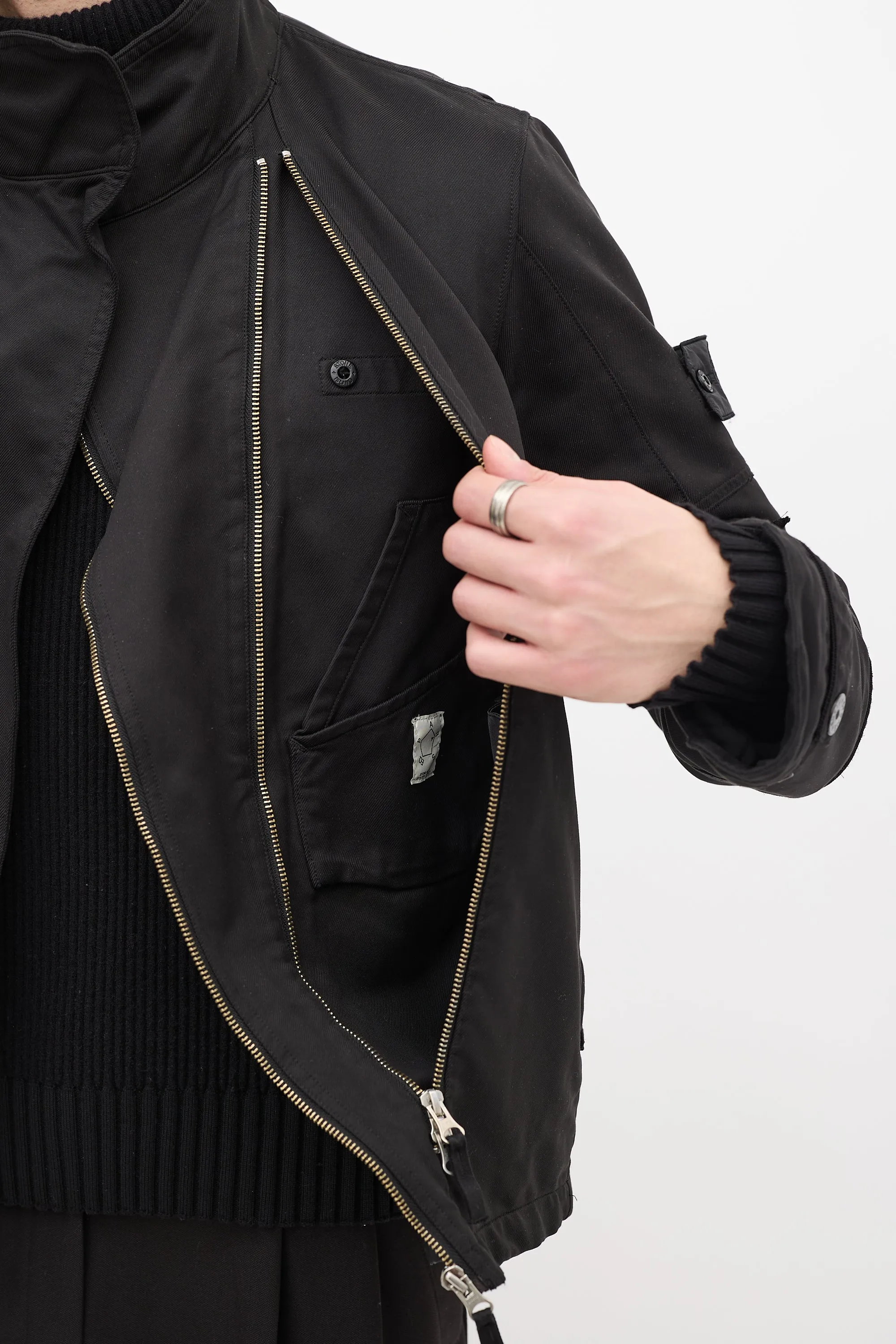 Black Canvas Asymmetrical David-T Jacket