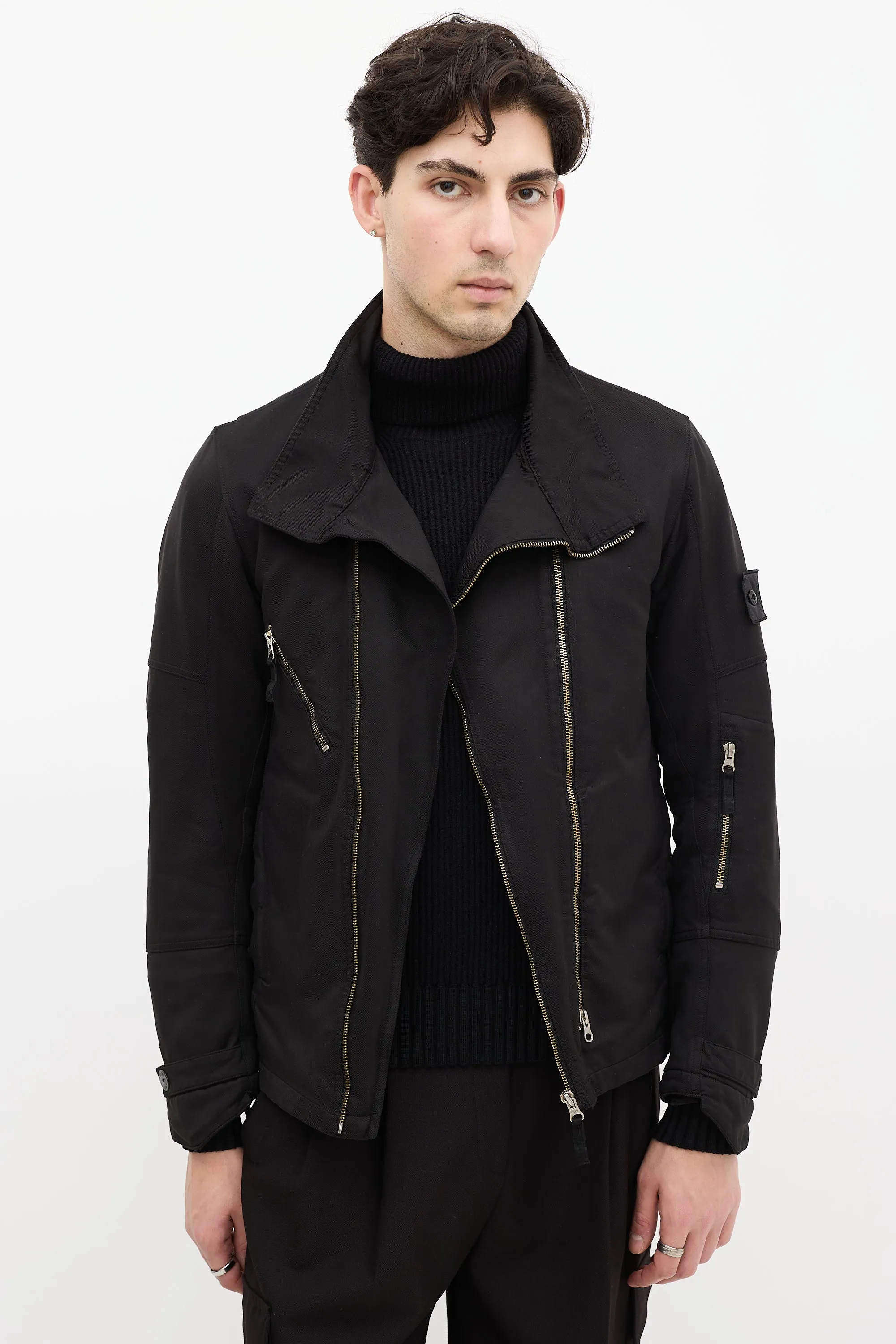 Black Canvas Asymmetrical David-T Jacket