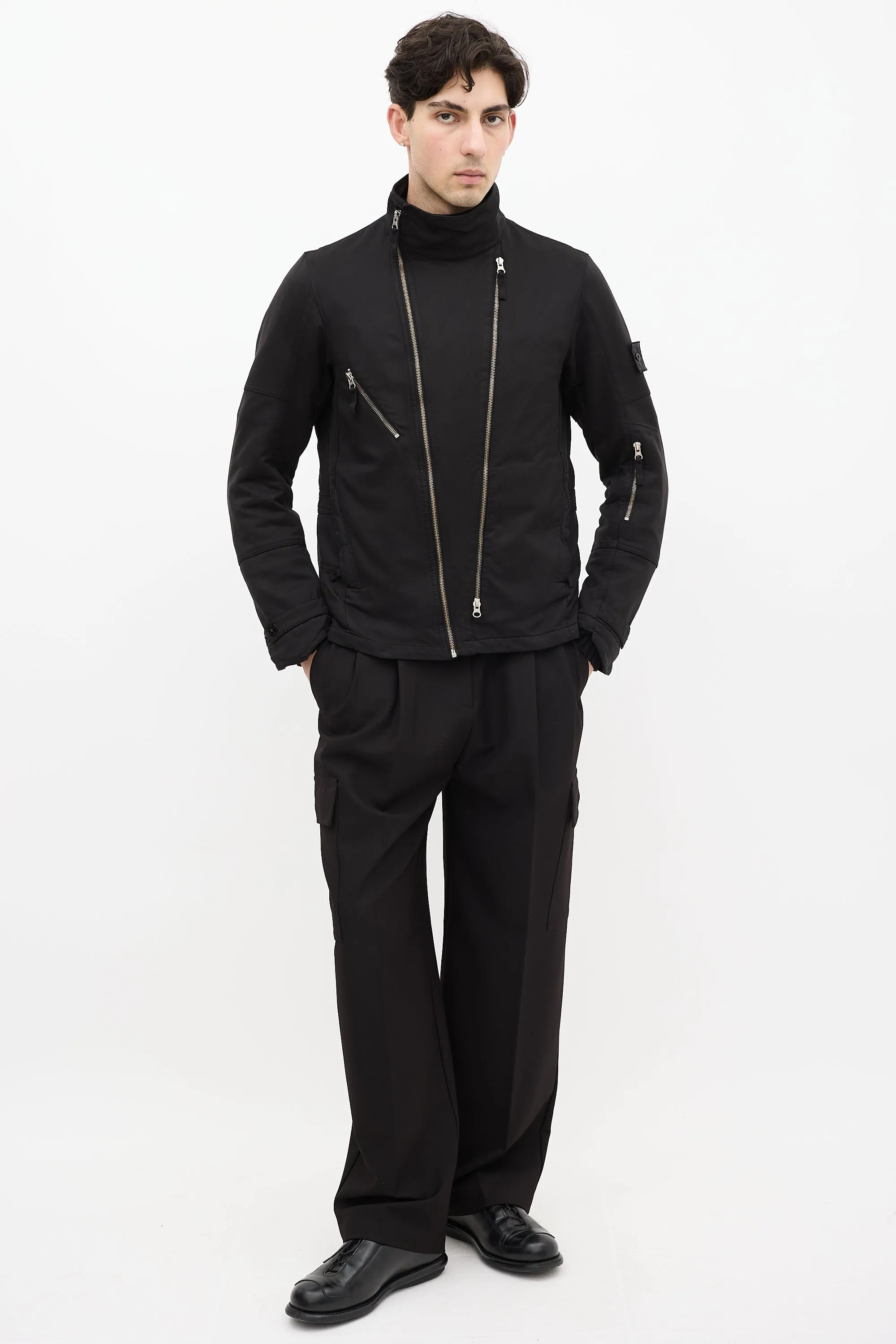 Black Canvas Asymmetrical David-T Jacket