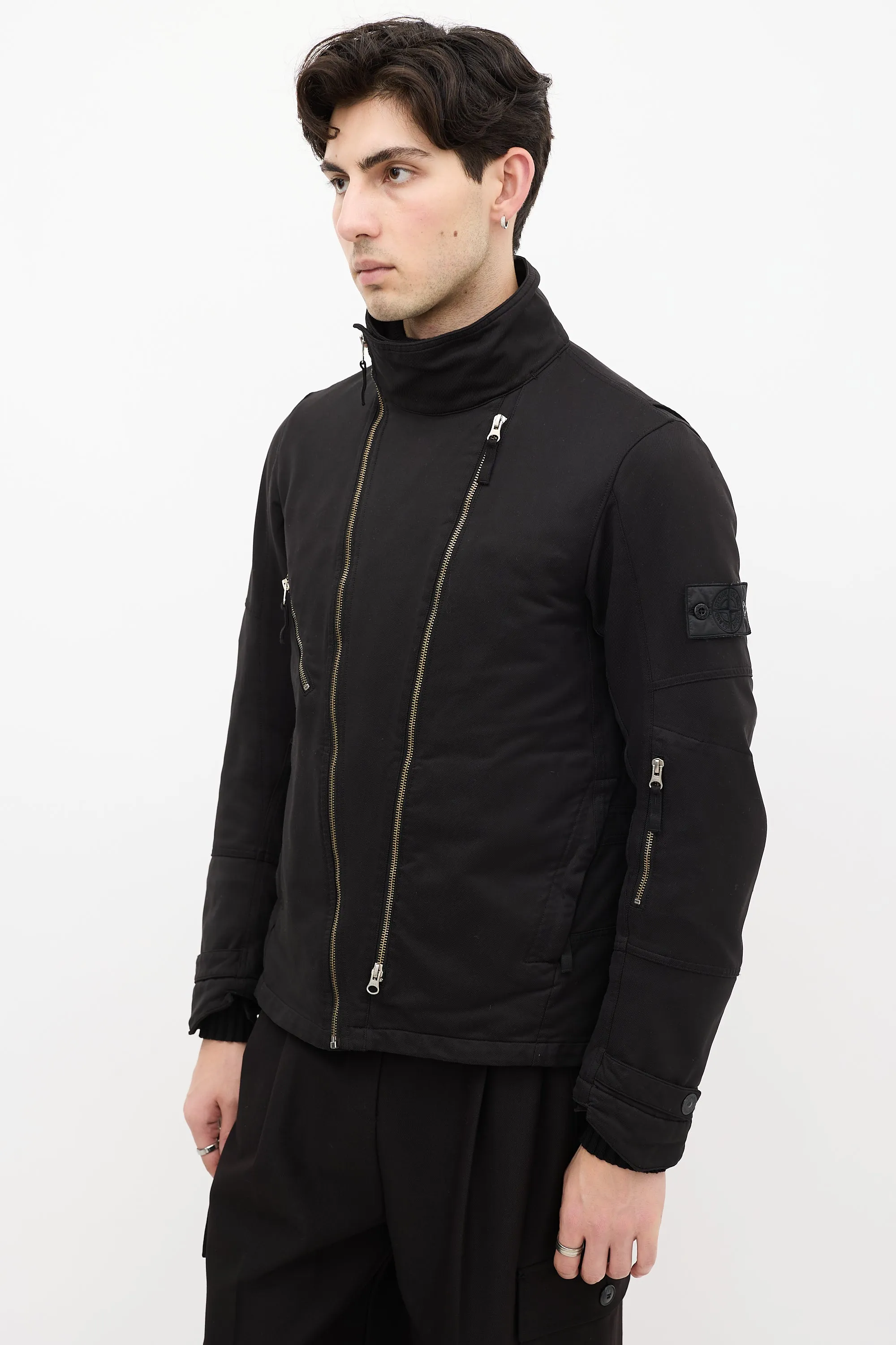 Black Canvas Asymmetrical David-T Jacket