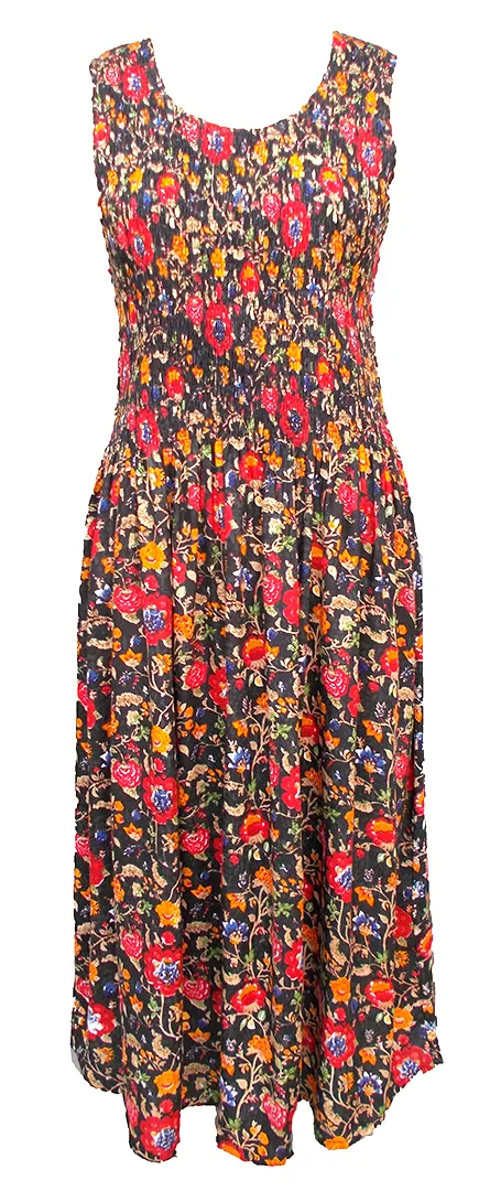 Black Flowery Viscose Maxi Dress UK One Size 14-24 EM5