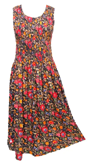 Black Flowery Viscose Maxi Dress UK One Size 14-24 EM5