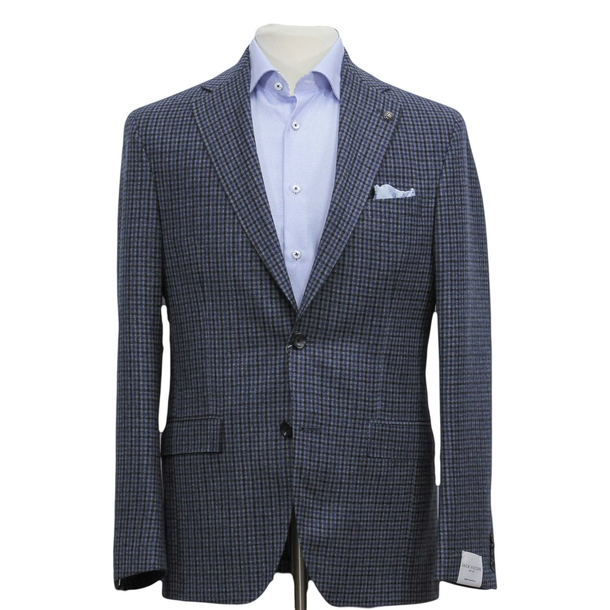 Blue & Black Mini Check Midland Contemporary Wool Sport Jacket - Jack Victor