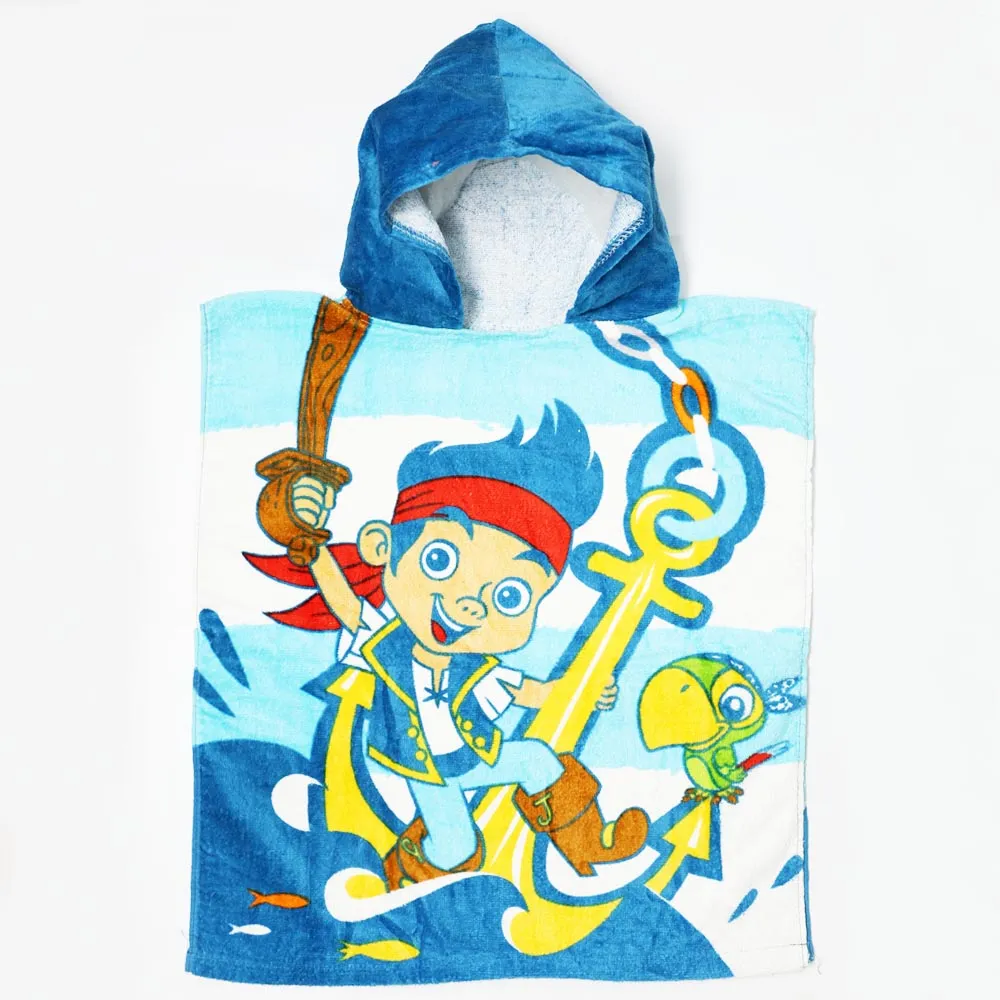 Blue Captain Jake Printed Hooded Poncho Towel