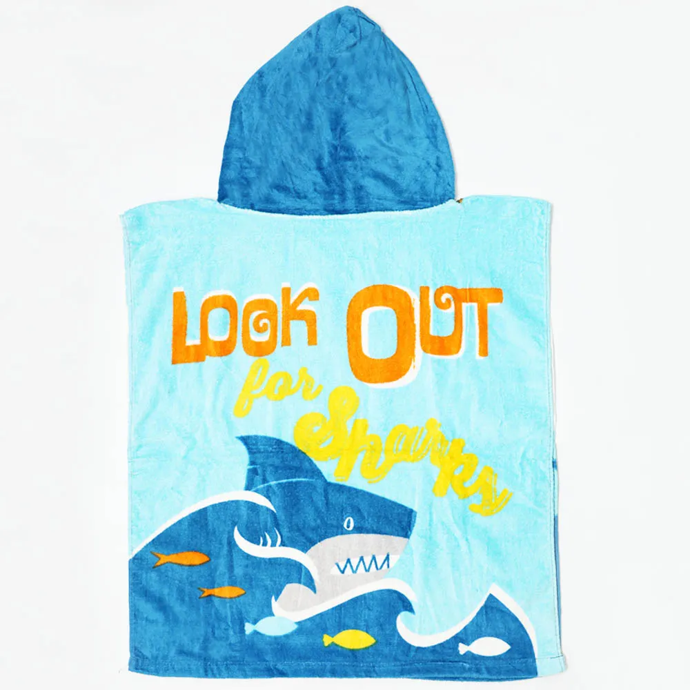 Blue Captain Jake Printed Hooded Poncho Towel