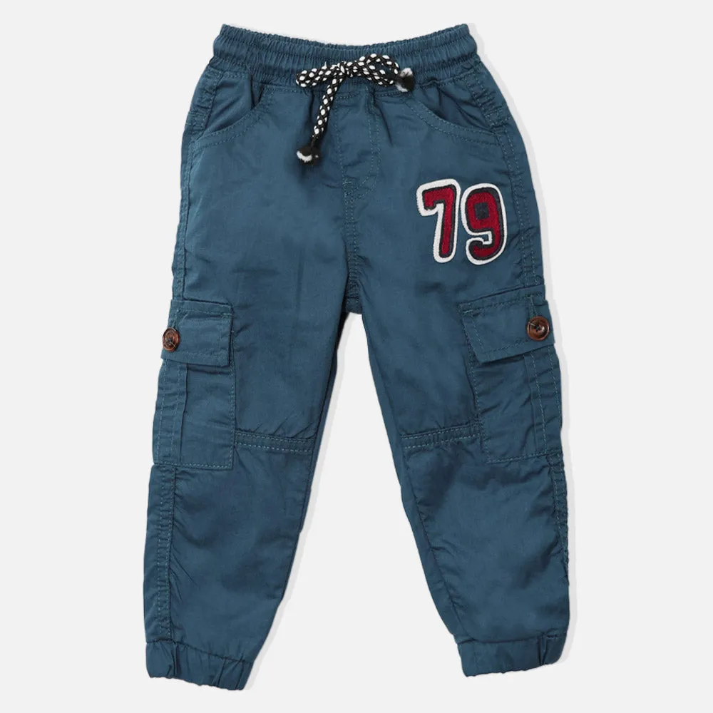 Blue Drawstring Cargo Joggers