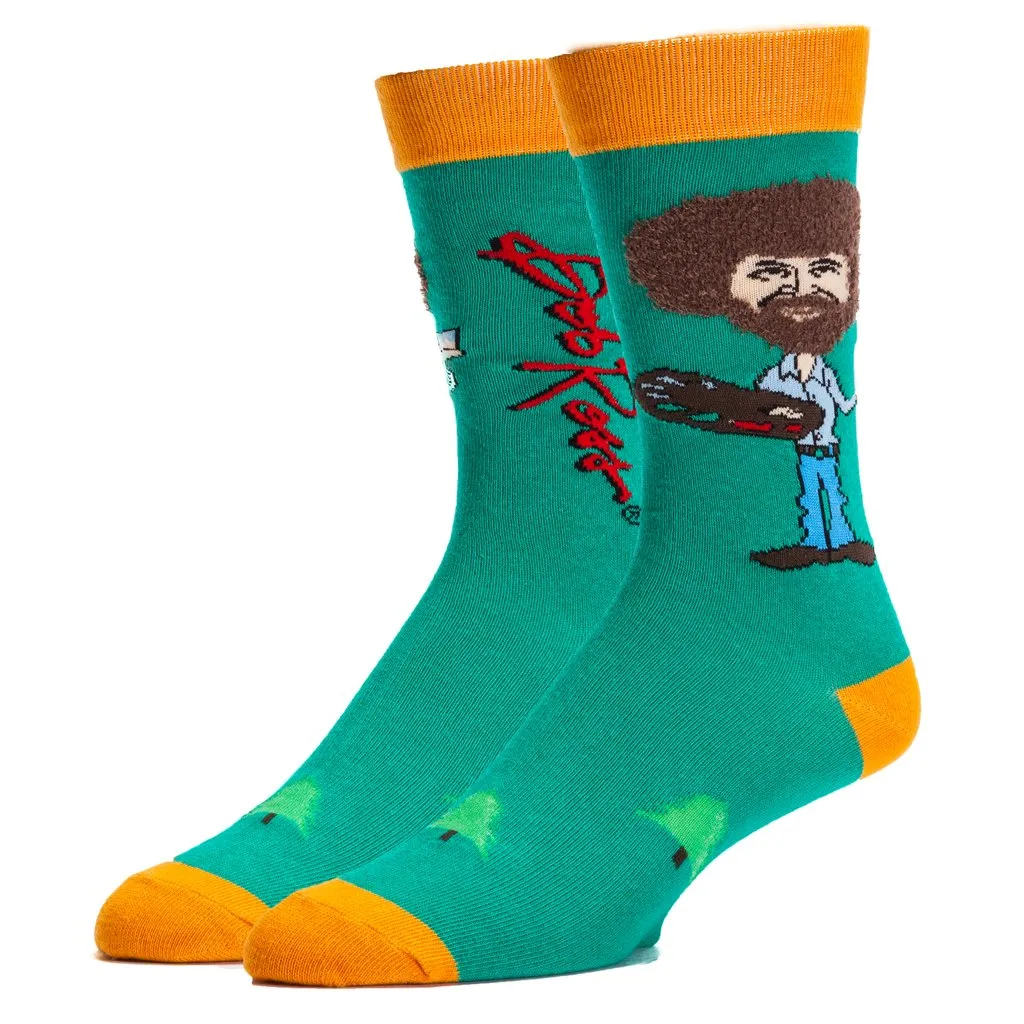 Bob Ross Fuzzy Hair Men's Crew Socks