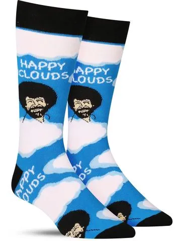 Bob Ross Happy Clouds Men's Crew Socks