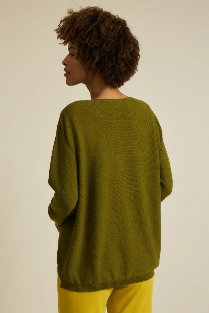 Boxy Olive Sweater Lanius