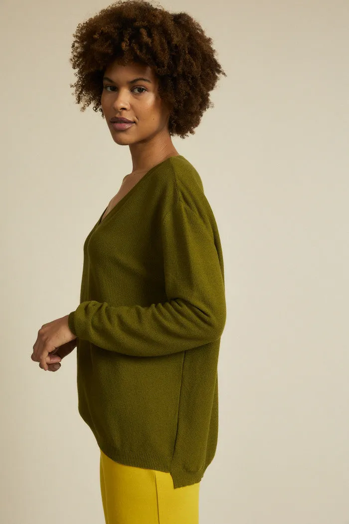 Boxy Olive Sweater Lanius