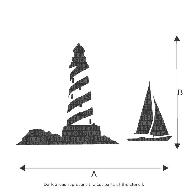 Cape Lighthouse Border Stencil