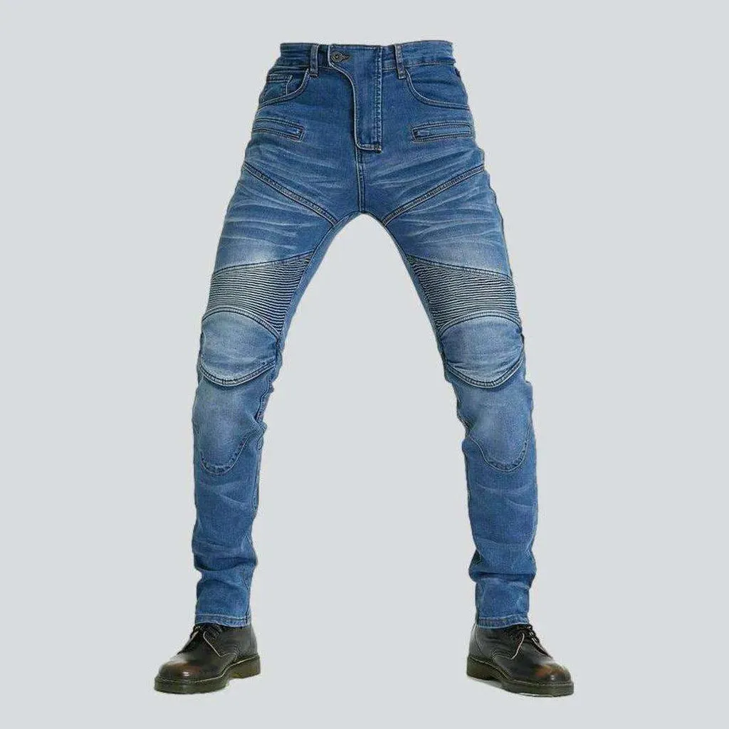 Casual men's biker denim pants