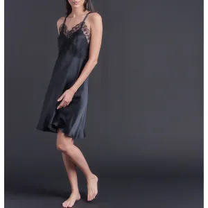 Clio Slip in Black Silk Charmeuse