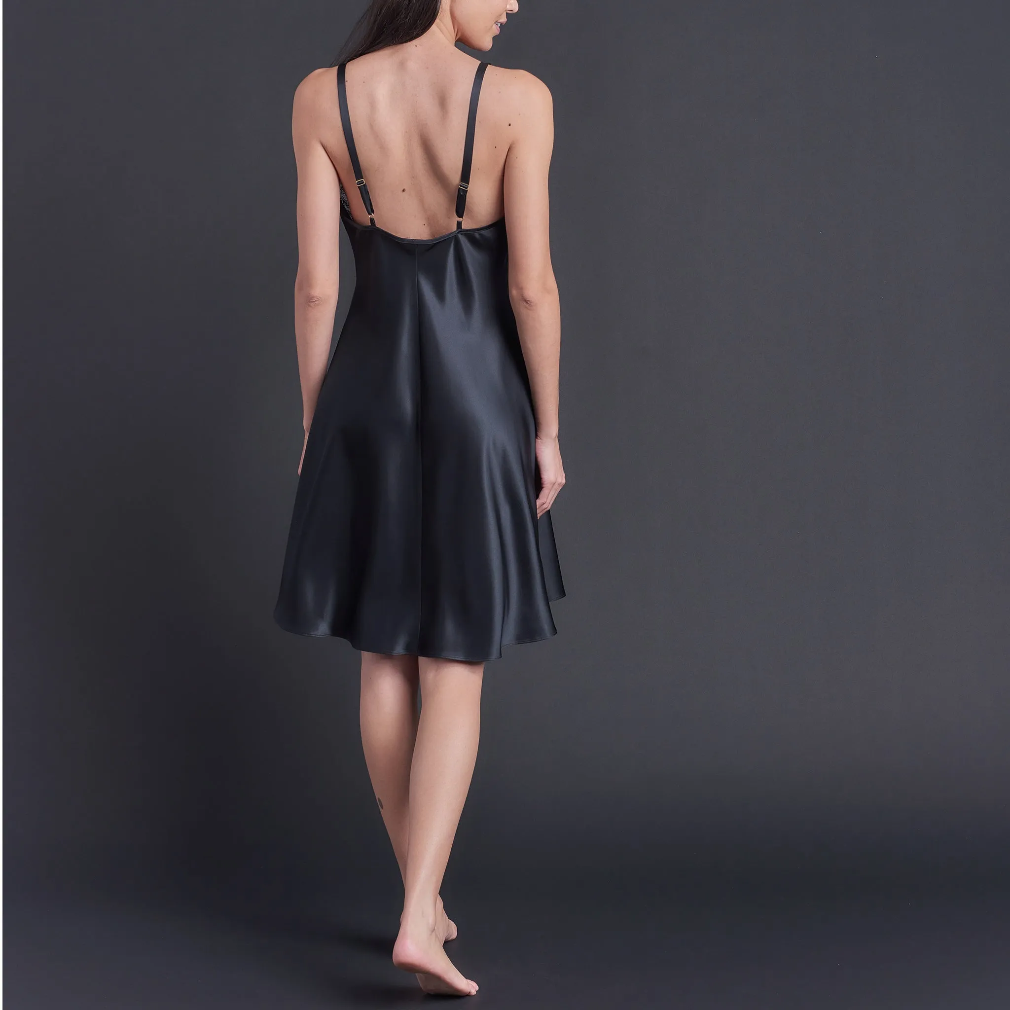 Clio Slip in Black Silk Charmeuse