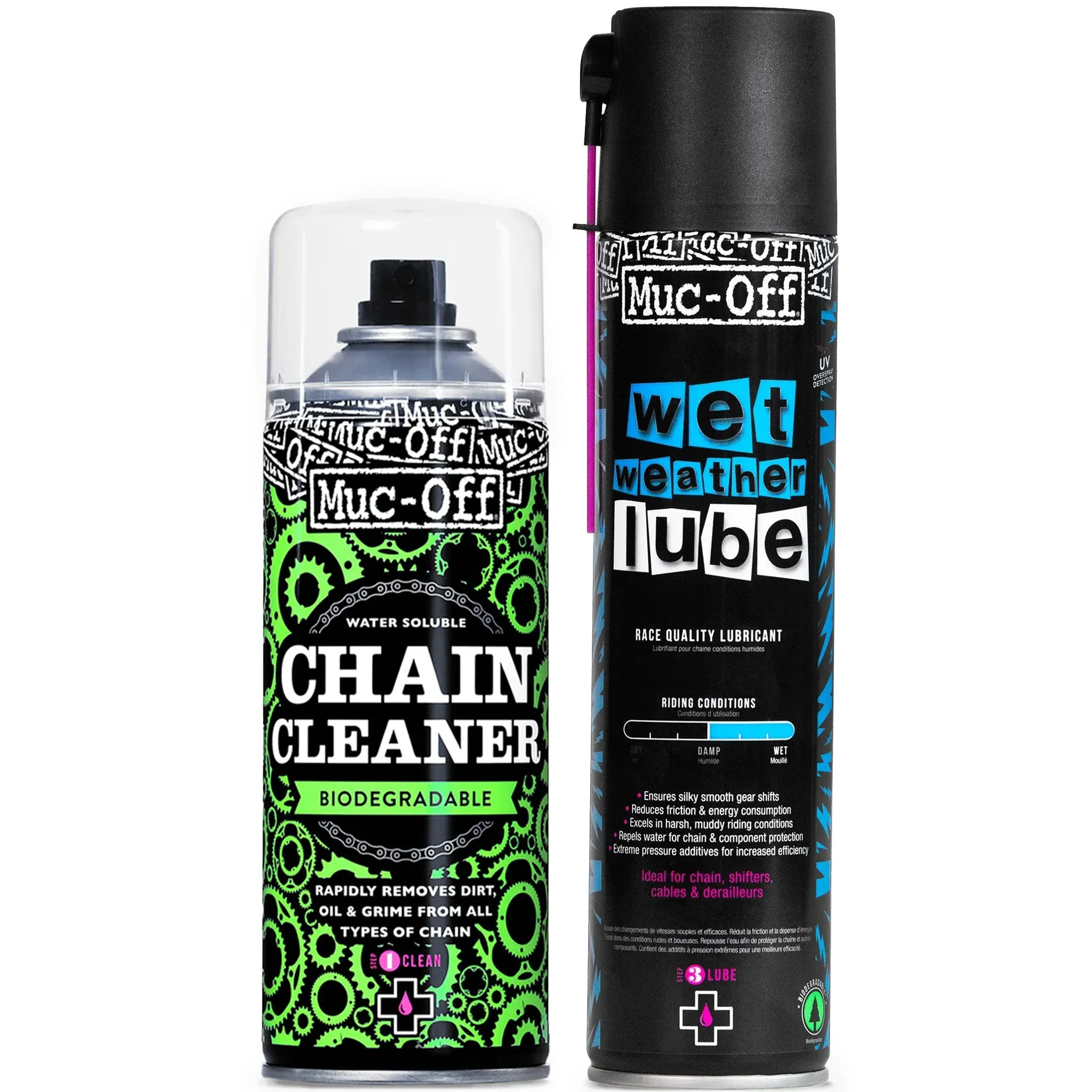 *Combo Pack* Muc-Off Bio Chain Cleaner (400ml)   Wet Weather Lube (400ml)