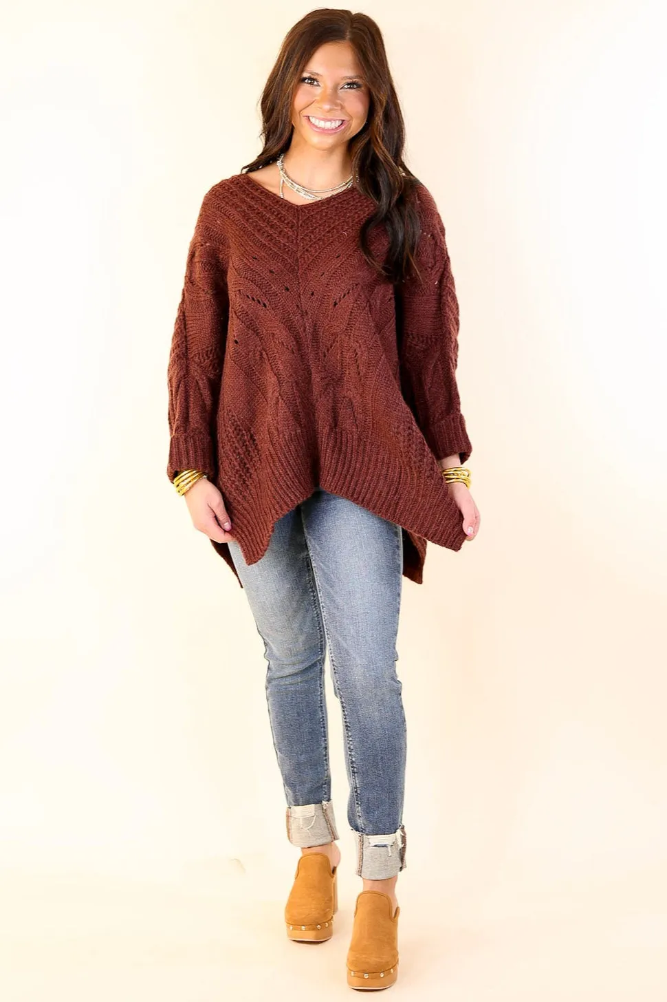 Crisp Morning Air Oversized Dolman 3/4 Sleeve Sweater in Maroon