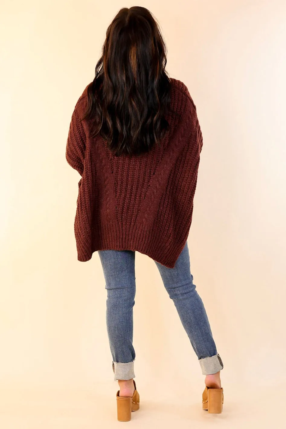 Crisp Morning Air Oversized Dolman 3/4 Sleeve Sweater in Maroon