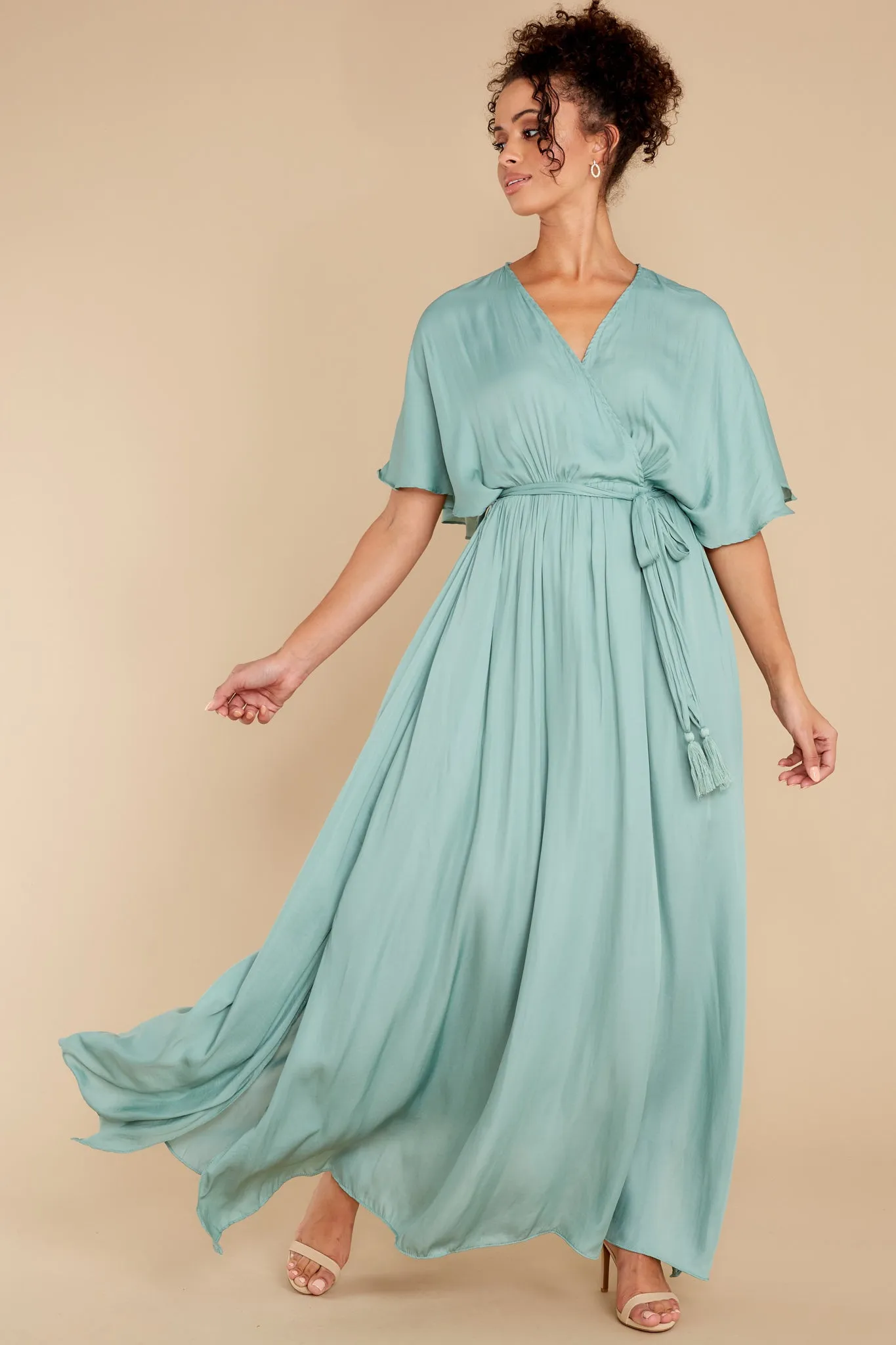 Cross My Heart Dusted Jade Maxi Dress