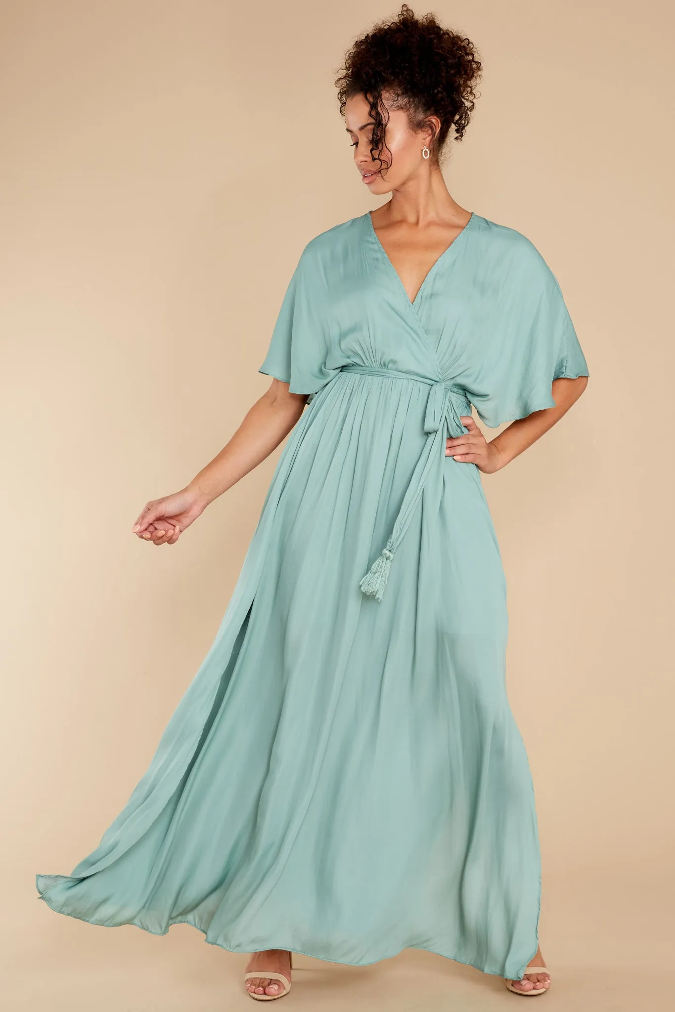 Cross My Heart Dusted Jade Maxi Dress