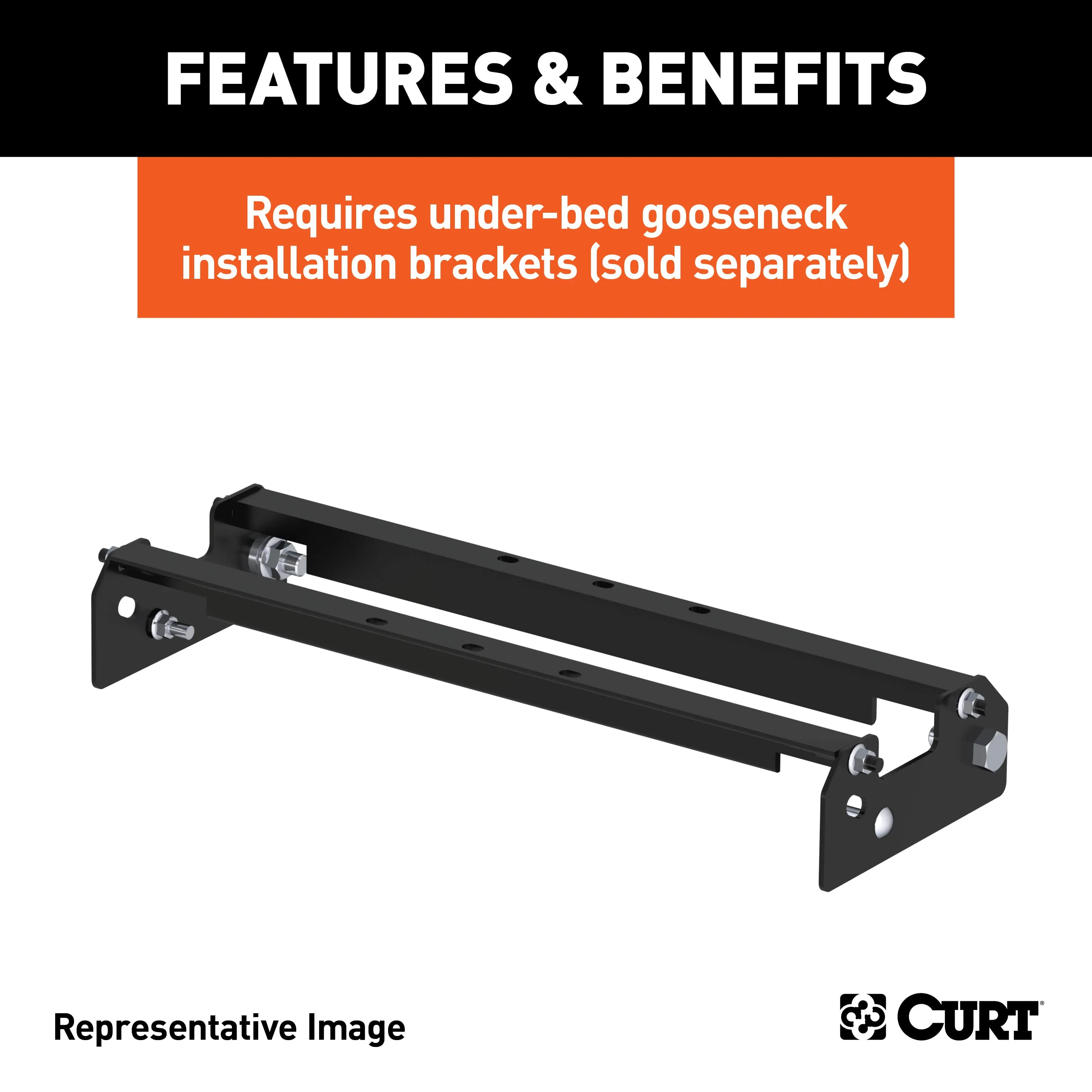 CURT 61052 CURT 61052 Over-Bed Folding Ball Gooseneck Hitch; 30;000 lbs; 2-5/16-Inch Ball