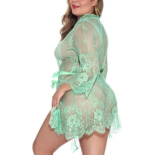 Cut Out Long Sleeve Net Night Gown Lingerie.