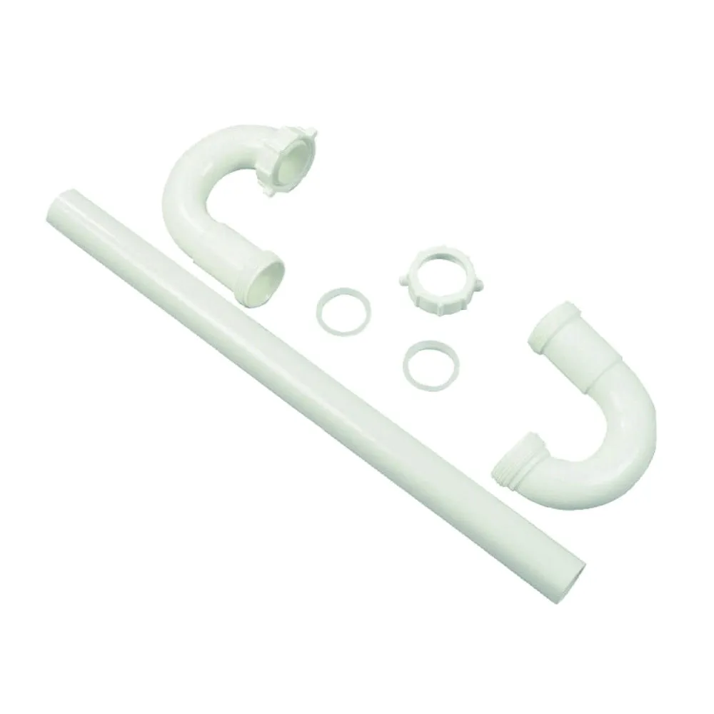 Danco 51665 S-Trap, 1-1/4 in, Slip Joint, Plastic, White