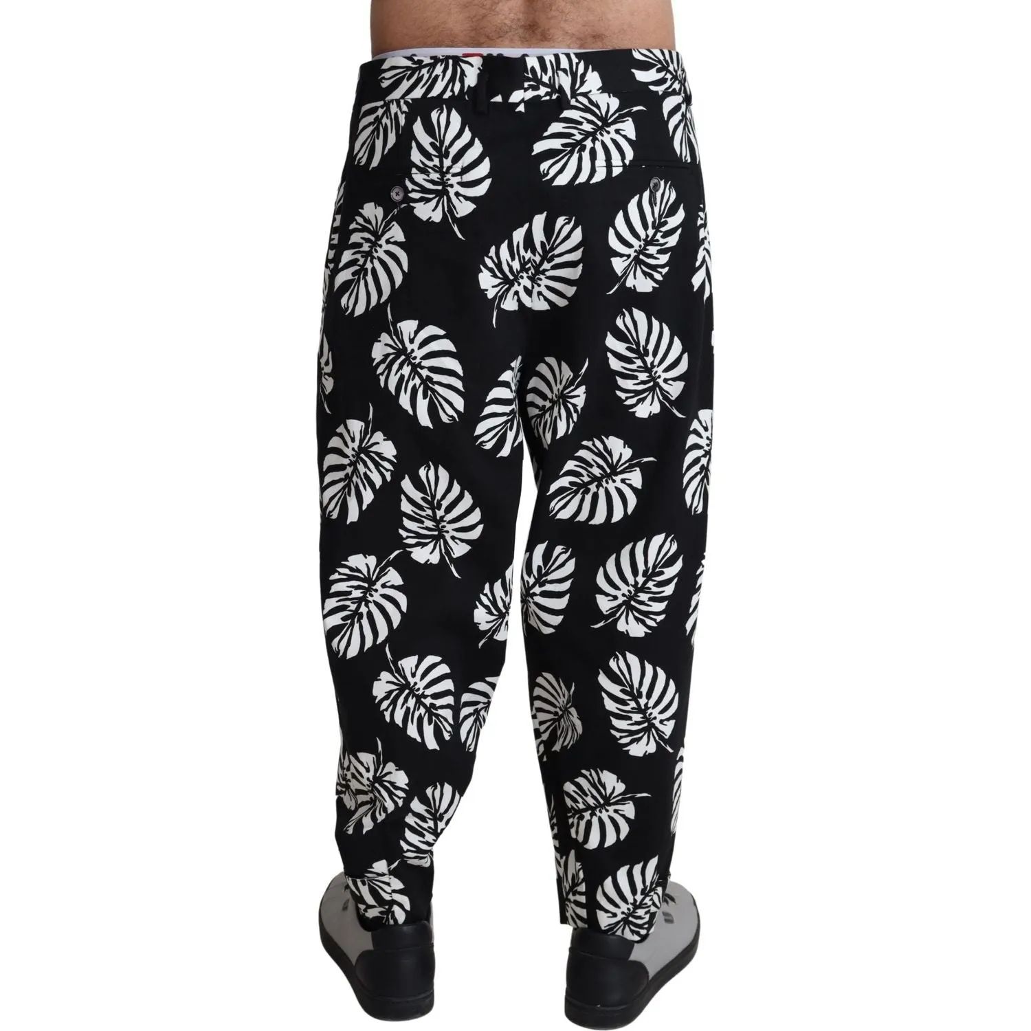 Dolce & Gabbana Elegant Palm Leaf Print Cotton Trousers