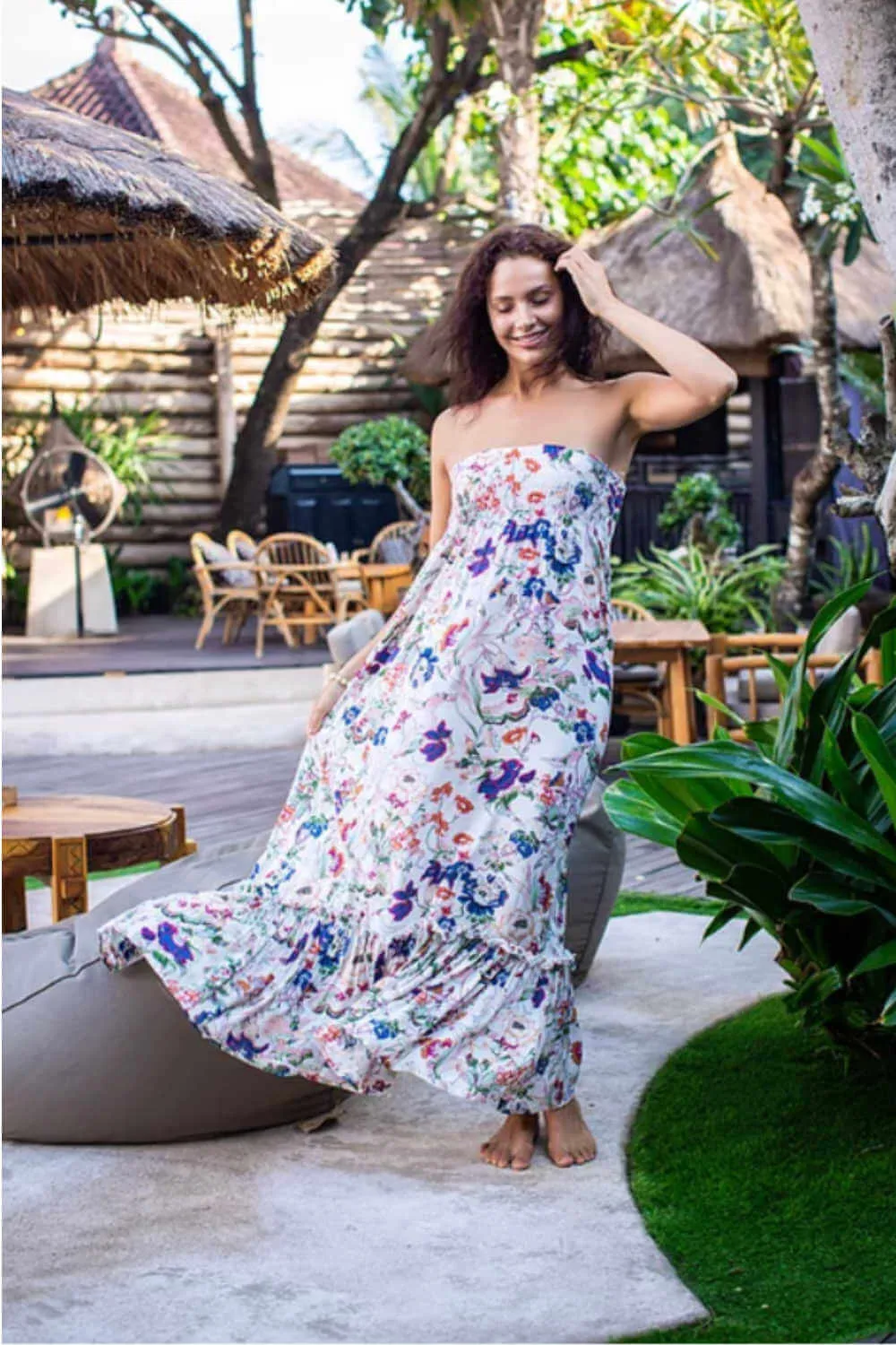 Earth Floral Strapless Maxi