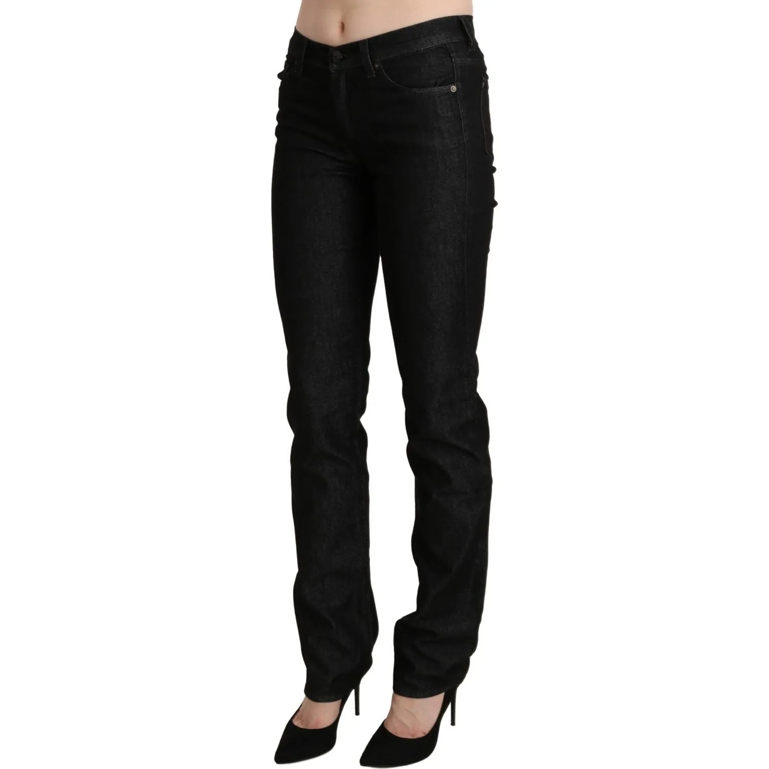 Ermanno Scervino Chic Black Mid Waist Skinny Jeans