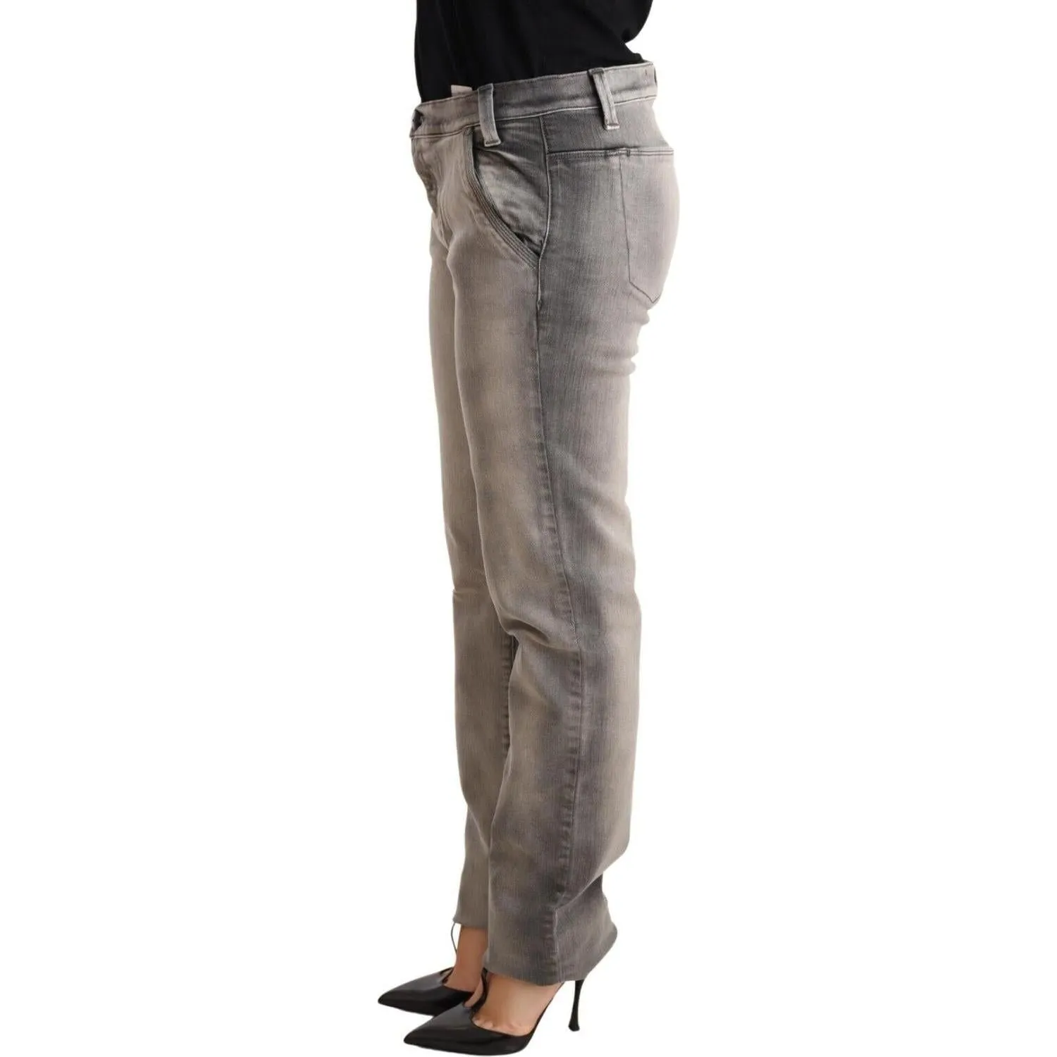 Ermanno Scervino Chic Gray Washed Low Waist Skinny Jeans