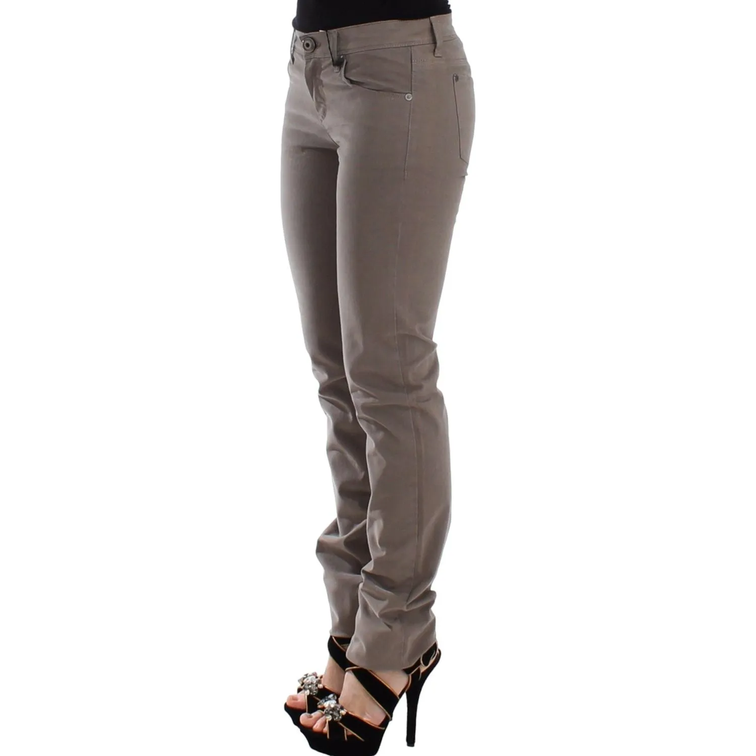 Ermanno Scervino Chic Taupe Skinny Jeans for Elevated Style