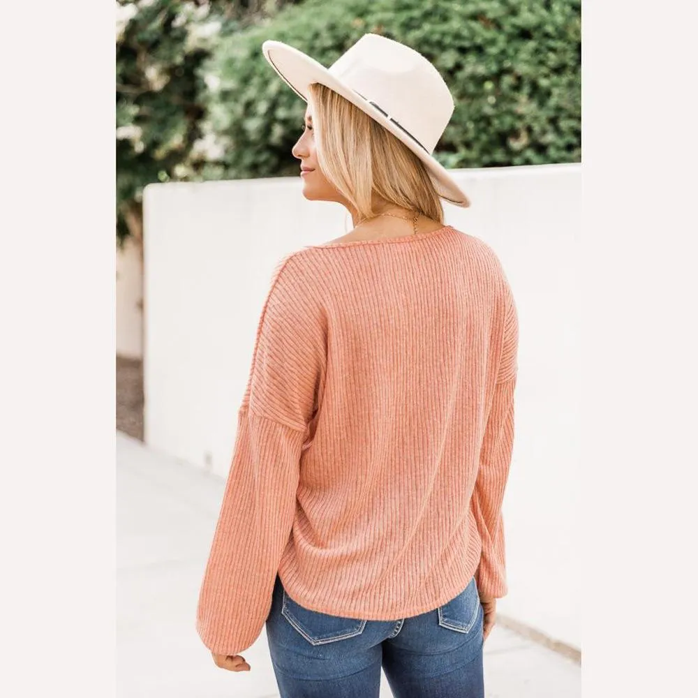 Eyelet Ribbed Knit Sweater