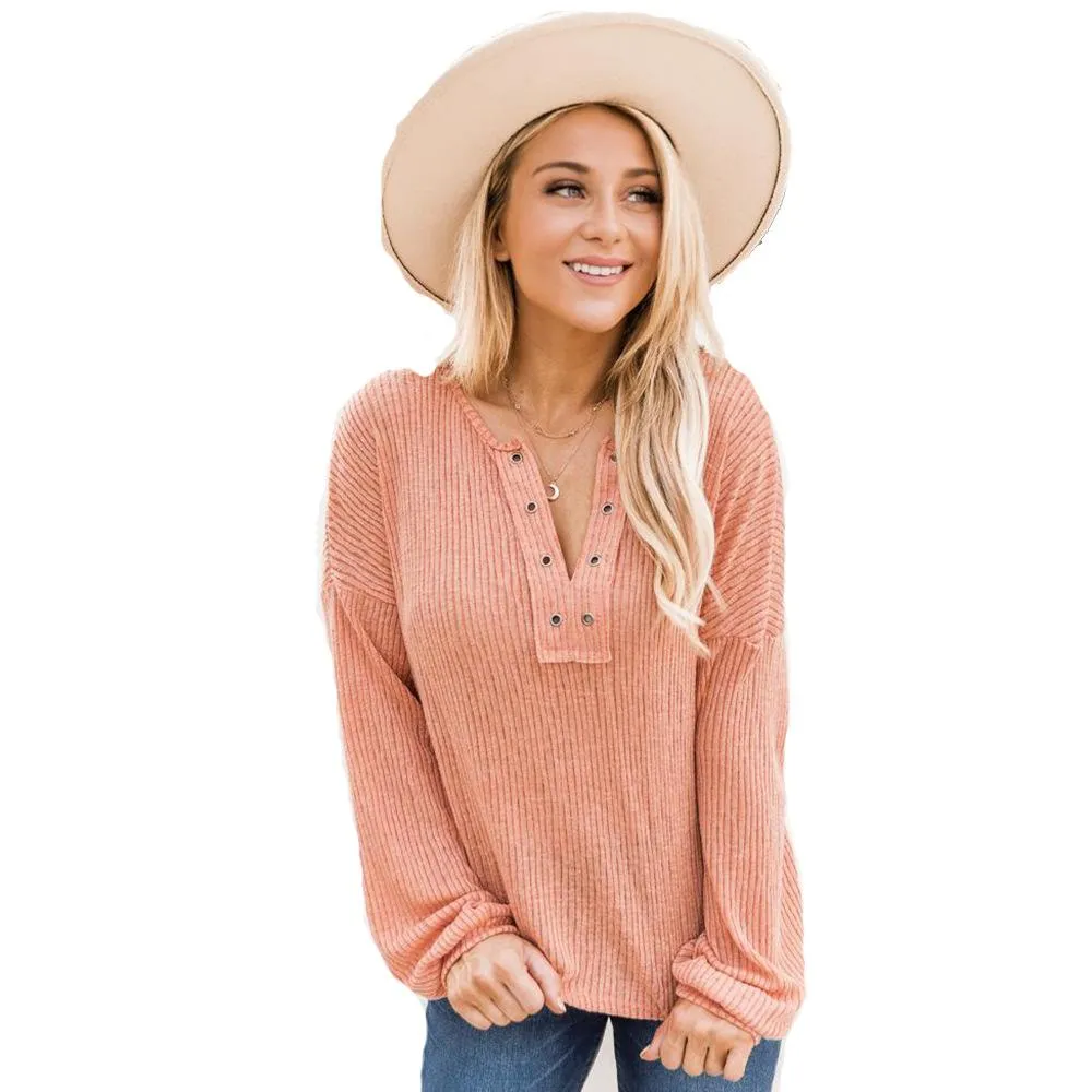 Eyelet Ribbed Knit Sweater