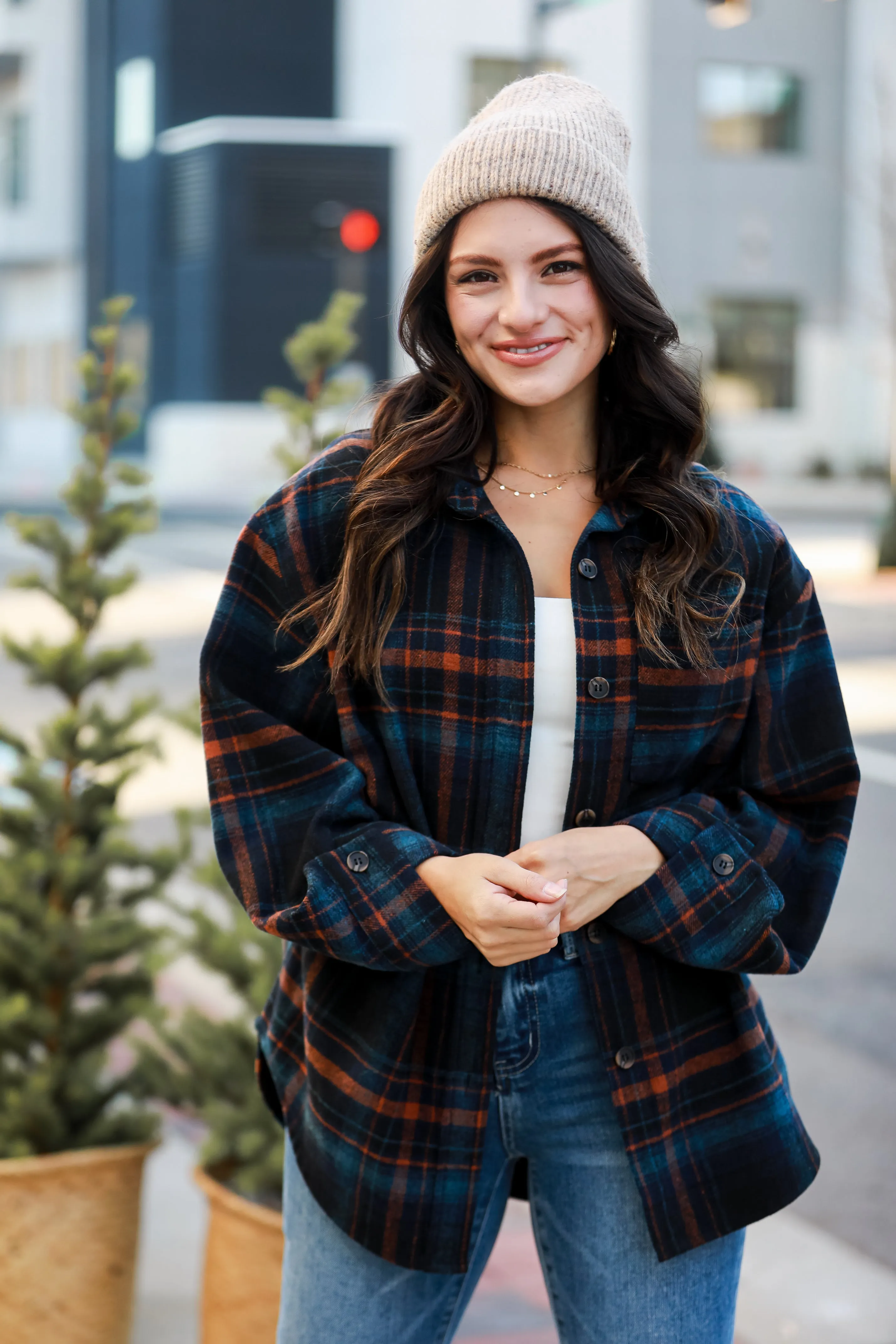 FINAL SALE - Sweetest Mood Navy Plaid Shacket