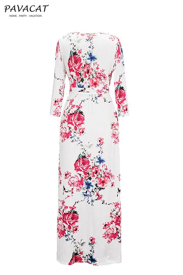 Floral Half Sleeve Maxi Dress