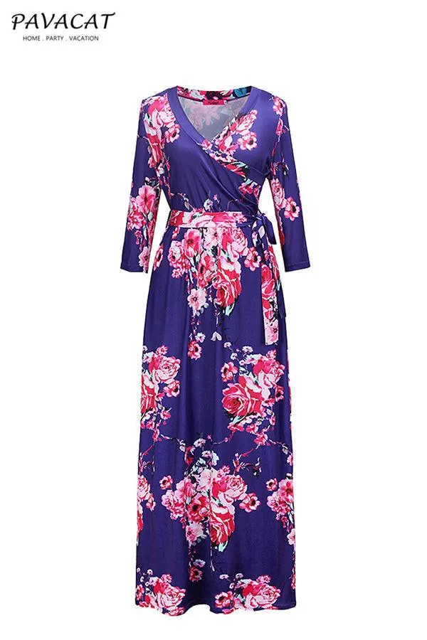 Floral Half Sleeve Maxi Dress