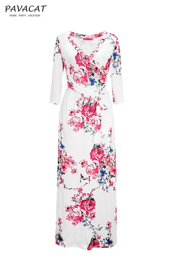 Floral Half Sleeve Maxi Dress