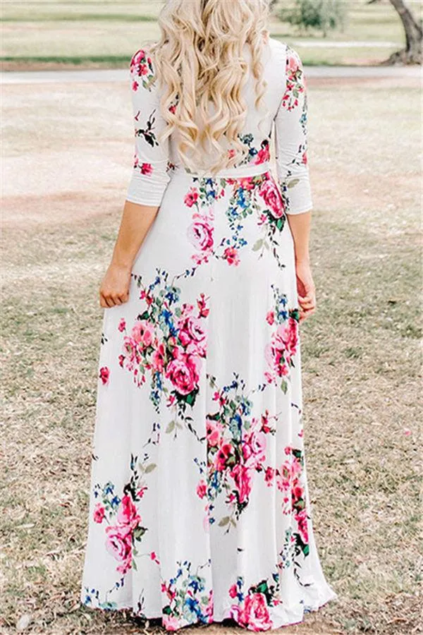 Floral Half Sleeve Maxi Dress