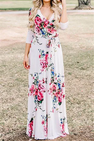 Floral Half Sleeve Maxi Dress